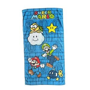 Vintage Nintendo Super Mario Luigi Beach Towel 27x51 Kids Bath Pool retro games